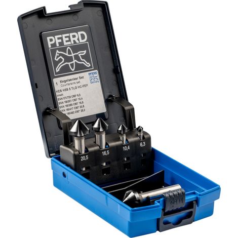 PFERD TOOLS HSS-Kegelsenker-Sets 5-tlg. DIN 335 C 90° mit HICOAT-Beschichtung HC-FEP (1/2)