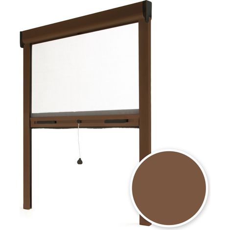 Moustiquaire Enroulable Alu Marron L80 x H100cm – Moustiquaire pour Fenêtre Recoupable (1/5)