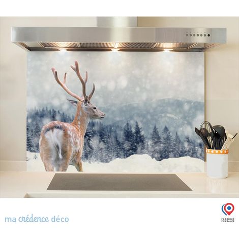 Fond de hotte : Cerf en hiver - Alu composite - 70 cm - 60 cm (1/5)