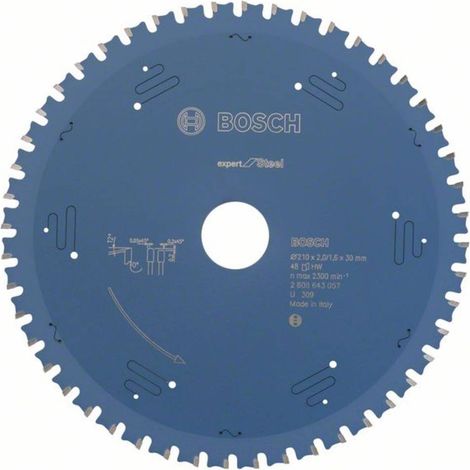 Bosch Accessories Expert for Steel 2608643057 Lama circolare 210 x 30 x 1.6 mm Numero di denti: 48 1 pz.