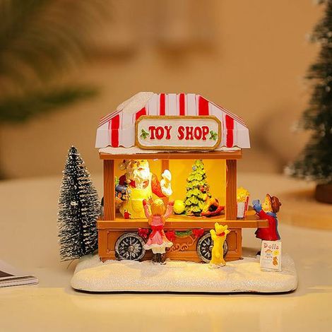 1 pièce  Spécifications : Sapin de Noël/épicerie  Couleur : Voir image  Matériau : Résine, maison de neige lumineuse/pop-corn