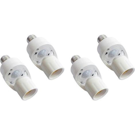4 adaptateurs de douille intelligents E27 avec détecteur de mouvement PIR, allumage/extinction automatique par induction radar et infrarouge réglable (1/5)
