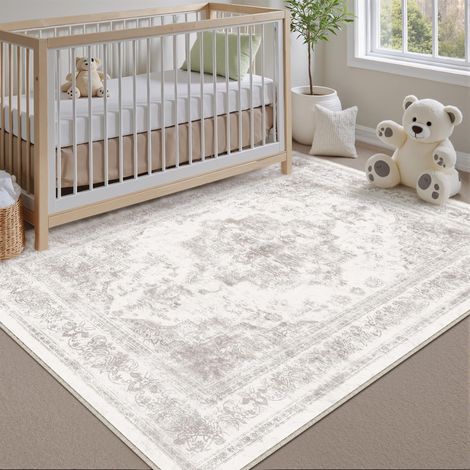 Gris Vintage Tapis Salon 120x180cm Lavable en Machine Rug AntidéRapant Carpet,Chambre Adulte Grand Rugs,Descente de Lit,Interieur Doux Poil Ras,Salle a Manger Carpets,Bureau (1/5)