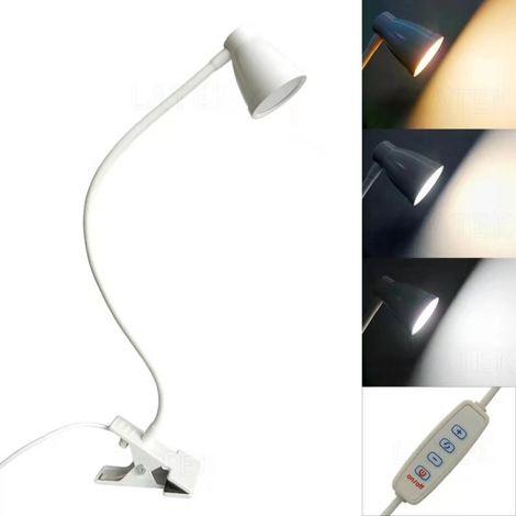 Lampada a clip per la protezione degli occhi, ideale per soggiorno e camera da letto - luce da lettura/lampada a clip - bianca (1/3)