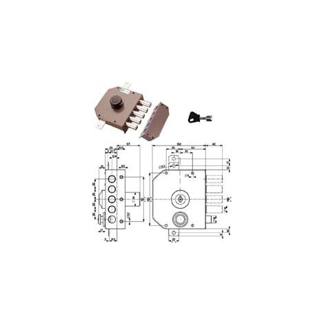 SERRATURA TRIPLICE DA APPLICARE SENZA SCROCCO CON POMOLO A POMPA 30621  mm.60 DX cilindro ø mm.34 (30621VD60X)    MOTTURA