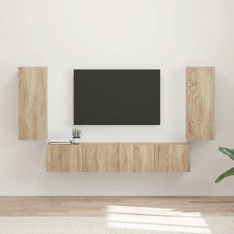 TV-Wandregal-Set Wandmontiert 4 pcs Sonoma-Eiche Holzwerkstoff