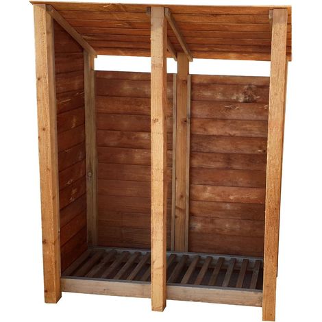 Wooden Log Store Reverse Roof, W146xH180cm (Brown finish)