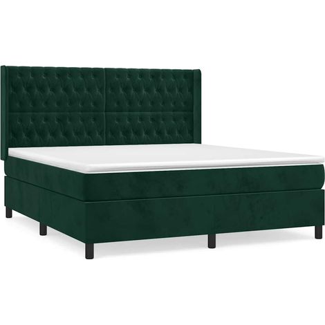 Maison Exclusive - Giroletto a Molle con Materasso Verde Scuro 180x200 cm Velluto (1/5)