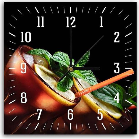 Horloge Cocktail Citronné: Décoration Fraîche et Tendance - 30 x 30 cm