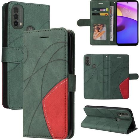Etui Motorola Moto E20 E30 E40 Portefeuille Pochette Housse pour Motorola Moto E20 E30 E40 Protection Housse Vert (1/4)