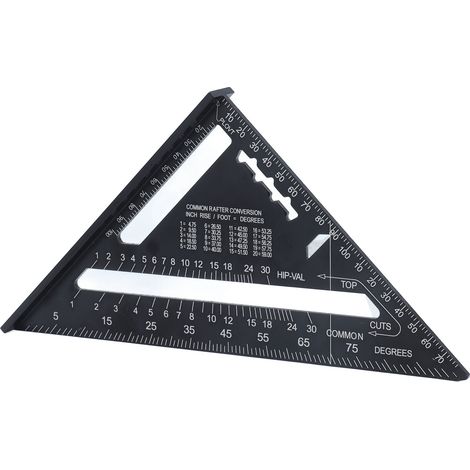 Équerre triangle 17,8cm aluminium, outil de mesure menuiserie portable, accessoire bricolage pour traçage précis et charpente (1/5)