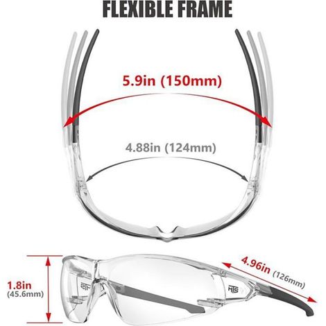 Lunettes de sécurité petite taille anti-buée, verres transparents ou noirs, protection de chant, fixation adaptée, lot de pièces pour travaux professionnels et bricolage (1/5)