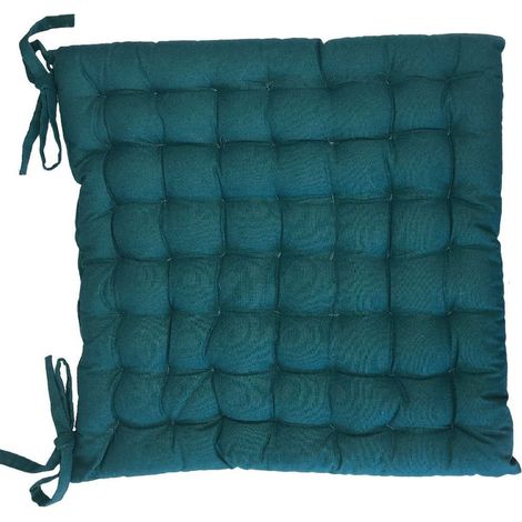 Assise de chaise matelassée en coton bleu paon