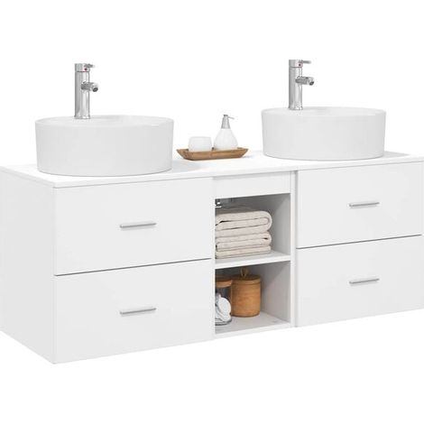 Ensemble Meuble de Salle de Bain 3 Pièces - Design Moderne Blanc, avec Lavabo et Miroir, Rangement Pratique pour WC (1/5)