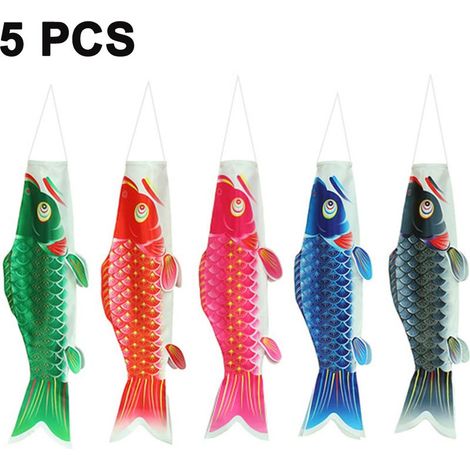 Lot de 5 guirlandes lumineuses en forme de carpe japonaise, 5 couleurs. Décoration à suspendre pour jardin, bar à sushis ou restaurant. (1/4)