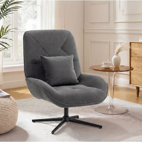 poltrona girevole imbottita in metallo grigio scuro OKMYHOME (1/4)