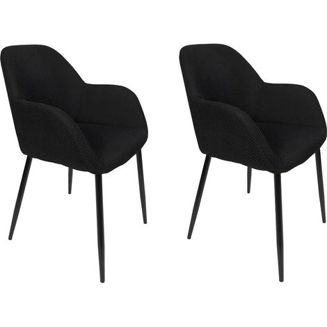 Lot de 2 Chaises Fauteuil "Atome" 85cm Noir (1/5)