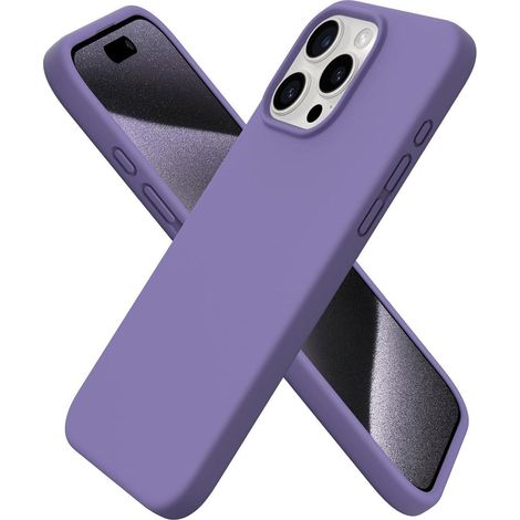 Coque en silicone liquide pour iPhone 15 Pro Max 6,7 pouces, protection intégrale, violet (1/5)