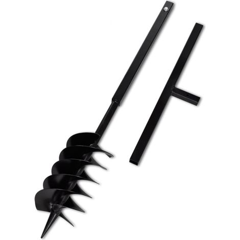 Ground Drill with Handle Auger Bit 150 mm Three Spirals Steel Black vidaXL