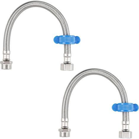 Set aus 2 flexiblen Schlauchverlängerungen, 1/2" BSP Außengewinde auf 1/2" BSP Innengewinde, geflochtener Edelstahl für WC-Armatur/Wasserhahn