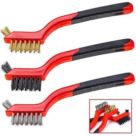 Brosses Métalliques - 3 pièces Poils en nylon/laiton/acier inoxydable,Brosse de nettoyage -7inch (1/4)