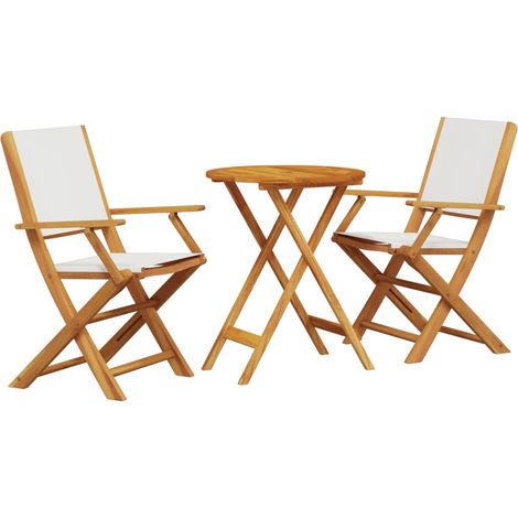 Maison Exclusive - Set da Bistrot 3pz Bianco Crema in Tessuto e Legno Massello