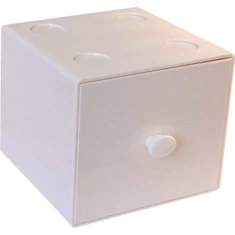 Desktop Storage Box Plastic Stackable Square Desk Organizer with Drawer for Home Paper Clips Office Supply Accessory White