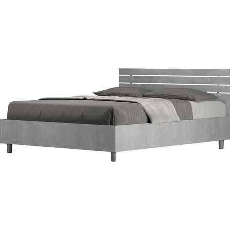 Letto Matrimoniale Francese 140x190 cm Senza Rete Ankel Testata Doghe Dritta Cemento (1/5)