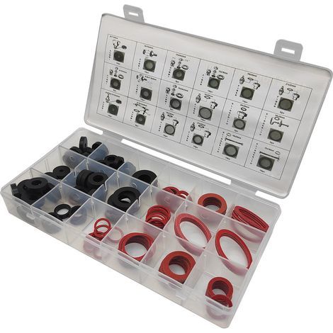 Jeu de Rondelles en Caoutchouc de 141 PièCes Rondelles de Joint Plat en Plastique-Nylon avec BoîTe pour Robinets, ChaudièRes, Pompes et Tuyaux (1/3)