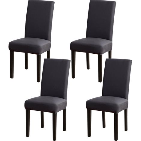 Stuhlhussen 4er Set, Stretch, Abnehmbar, Waschbar, Anthrazit (1/5)