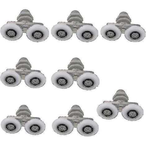 Roulettes de porte de douche 25 mm, compatibles avec les roulettes double couche supérieure et inférieure, jeu de 8 roulettes en nylon (1/2)