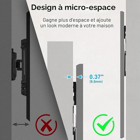 Wall Mount for 37 to 80 inch TV, Max. 75 kg, VESA 600 x 400, Universal Compatibility, Distance to Wall Only 1 cm (1/4)