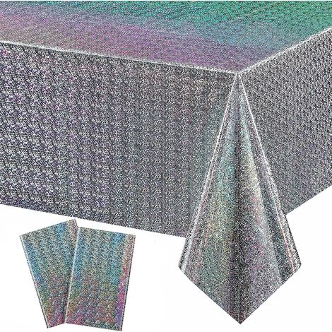 Party-Tischdecke, 2 Stück, 137 x 274 cm, bunte Plastik-Tischdecke, wasserdichte rechteckige Einweg-Geburtstagstischdecke für Kindergeburtstagsparty-Hochzeitsdekoration