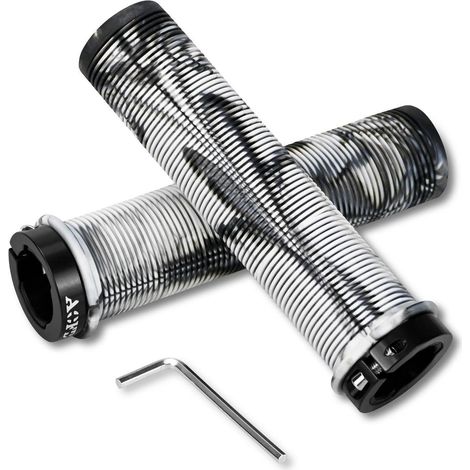 Poignées de guidon vélo et trottinette 22mm caoutchouc antidérapant aluminium blanc (1/5)