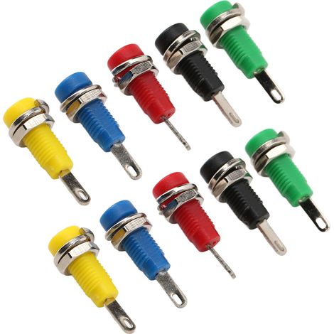 J.40003 Douille de panneau 2 mm, 5 couleurs, 30 Vca-60 Vcc/maximum 10 A, douille banane à ressort adaptée aux onduleurs sur les navires. (1/5)