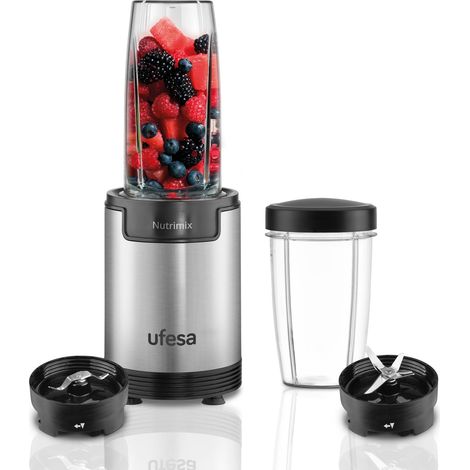 Ufesa Nutrimix Frullatore Individuale, Estrattore di Nutrienti e Vitamine Multifunzione, 900W di Potenza, Lame in Acciaio Inox, Frullati e Smoothies, Tritaghiaccio, Accessori 6 in 1 (1/5)