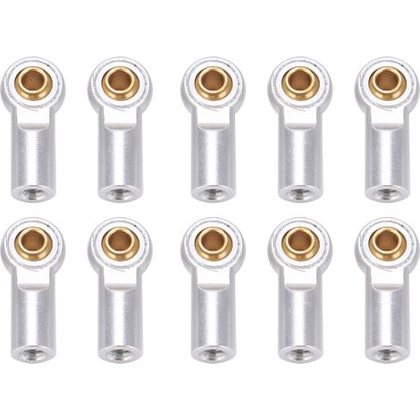 10 pièces Douille à rotule en aluminium M3 avec tête sphérique métallique pour véhicules radiocommandés 1/10 AXIAL SCX10, argenté (1/5)