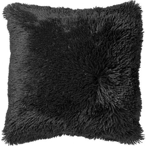 FLUFFY - Coussin décoratif 45x45 cm - ultra doux - coloris uni - Raven - noir - Coussin intérieur inclus - Coussins de luxe pour salon et canapé (1/5)