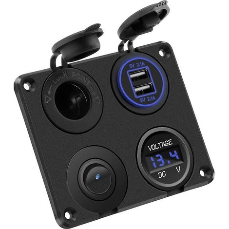 Chargeur allume-cigare de voiture, chargeur USB double panneau de prise double prise de chargeur USB 12v 4.2a, prise de voltmètre LED pour camion mari (1/5)