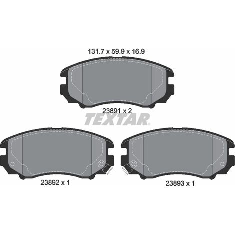 Kit de plaquettes de frein, frein à disque Textar 2389101 HYUNDAI 581011FA50