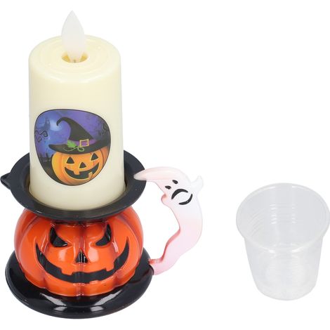 Robuste, dekorative elektrische Halloween-Kerze mit Kürbiskopf – batteriebetrieben – strapazierfähiges PVC für Partys und Bars (1/5)