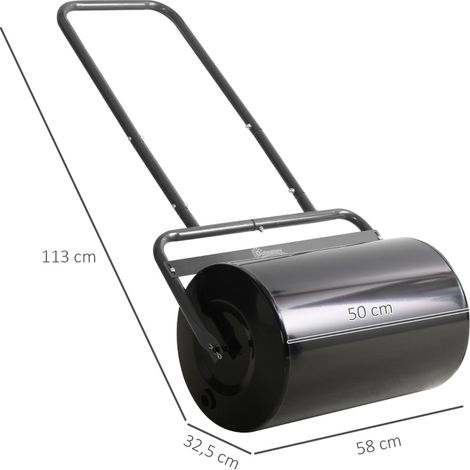 Rodillo para césped con asa en U Ø32 x 50 cm, 38 L, acero negro DESVIAE (1/5)