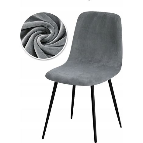 Housse de chaise scandinave en velours gris foncé – Matériau épais et durable – Protection contre salissures et usure