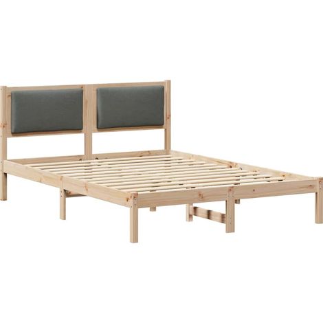 Estructura de cama con cabecera Gris oscuro 135 x 190 cm vidaXL