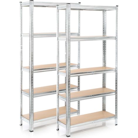 Wiltec Set 2x scaffali a incastro per carichi pesanti 180x90x30cm Max 875kg l’uno Acciaio 5 ripiani