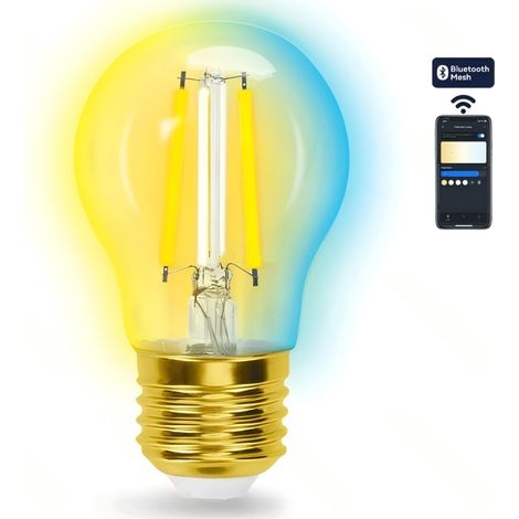 Ampoule connectée Aigostar G45 E27 4,5 W à température de couleur réglable, filament ambré vintage