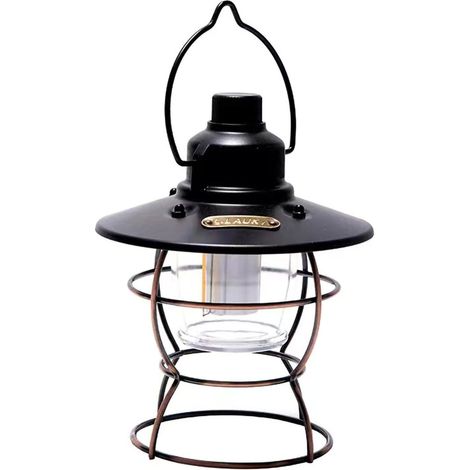 Tragbare Retro-Campinglampe mit mehreren Modi und Dimmfunktion für Zelt, Angeln, Wandern und Garten – Klassisches Schwarz (1/5)
