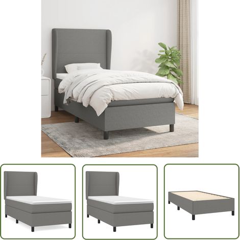 The Living Store Boxspringbett mit Matratze Dunkelgrau 90x200 cm Stoff - Boxspringbett - Doppelbett - Bettenrahmen - Schlafsofa - Lattenrost (1/5)