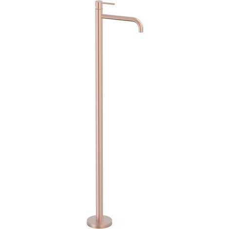 Mitigeur sur pied pour lavabo1 colonne verticale d’alimentation Or Rose Mat 24K - TRES 26285305OPM