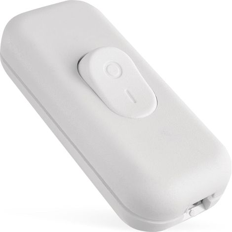 Interrupteur à cordon - 1 unité - Plastique blanc - 250V 2,5A - Pour lampe et petit appareil - Câble 2x0,5-0,75mm² (1/5)